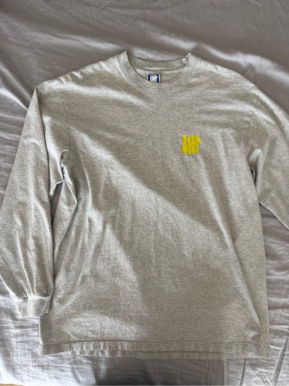 Undefeated Grey Long Sleeve Tee with Yellow Logo Made in USA